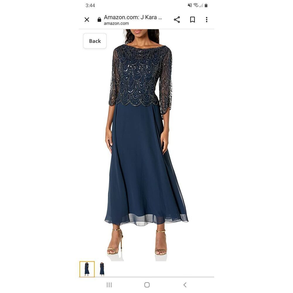New 20W J Kara Blue Bead Top Gown Special Occasion Holiday Semi Formal Dress NWT